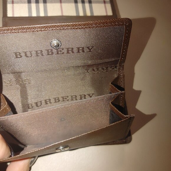 Burberry Nova Wallets Vintage Checkered Brown Coin Pouch Tri Fold Card Slots - Picture 8 of 16